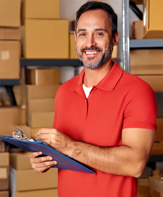 Man holding clipboard